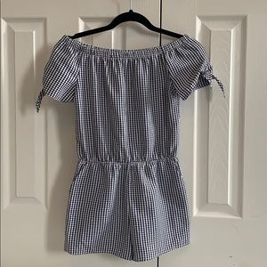Aqua off the shoulder romper